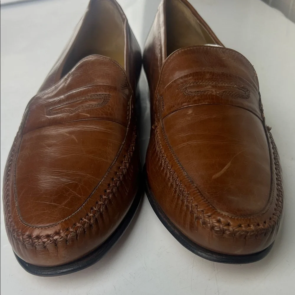 Johnston & Murphy Tan Leather Slip-On Loafers